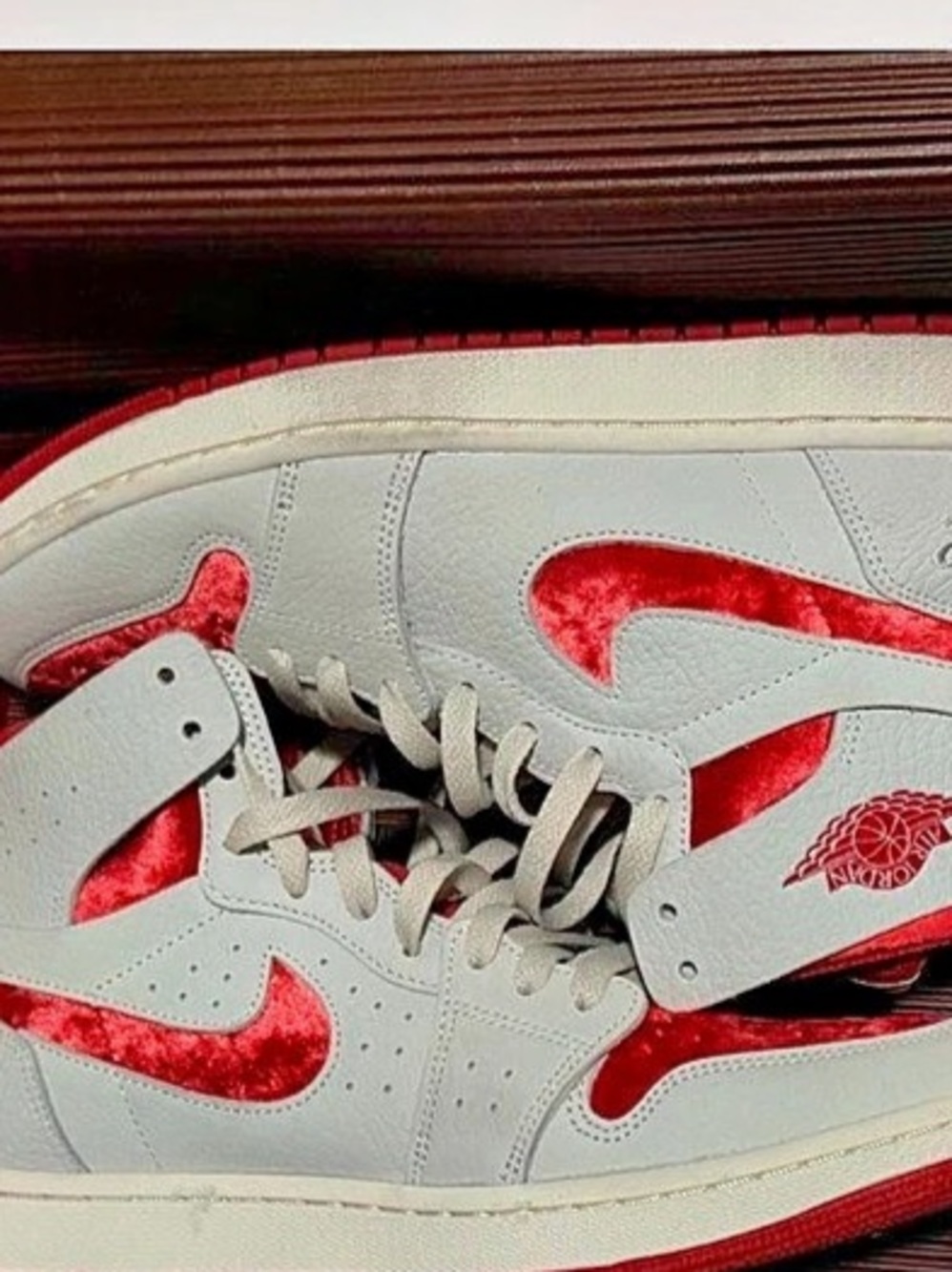 Nike Air Jordan 1 High Top Sneakers in White & Red Like New
